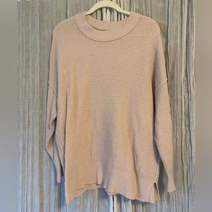 AERIE BLUSH PINK WAFFLE KNIT SWEATER
